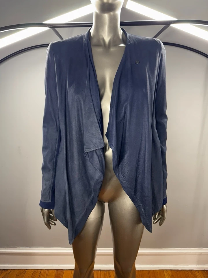 Chaqueta de cuero de piel de oveja azul pizarra Helmut Lang talla A Foto 2 de 4