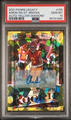 6/25 Amon-Ra St. Brown 2021 Yellow Diamond Rookie AUTO SSP #155 RC Legacy PSA 10