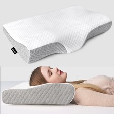Contour Memory Foam Pillow for Neck Pain Relief, Adjustable Ergonomic Cervica...