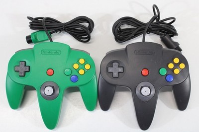 Lot of 2 Official Nintendo 64 Controller Green Black x Gray 6~7/10 OEM Stick N64