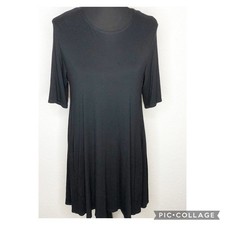 Eileen Fisher black swing skirt jersey knit dress size Small