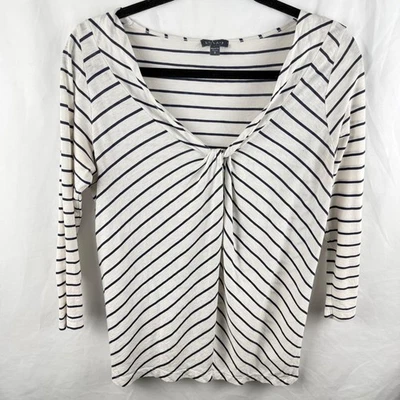 Lilla P Pima Cotton Striped Blouse 3/4 Sleeves Small Basic Coastal Lightweight - Image 1 of 4