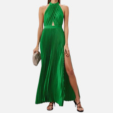 L'IDEE Women's Green Renaissance Halter Gown Dress Size 8