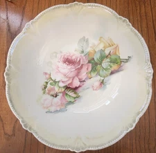 Antique German Porcelain Hand Painted Scalloped Edge 10"