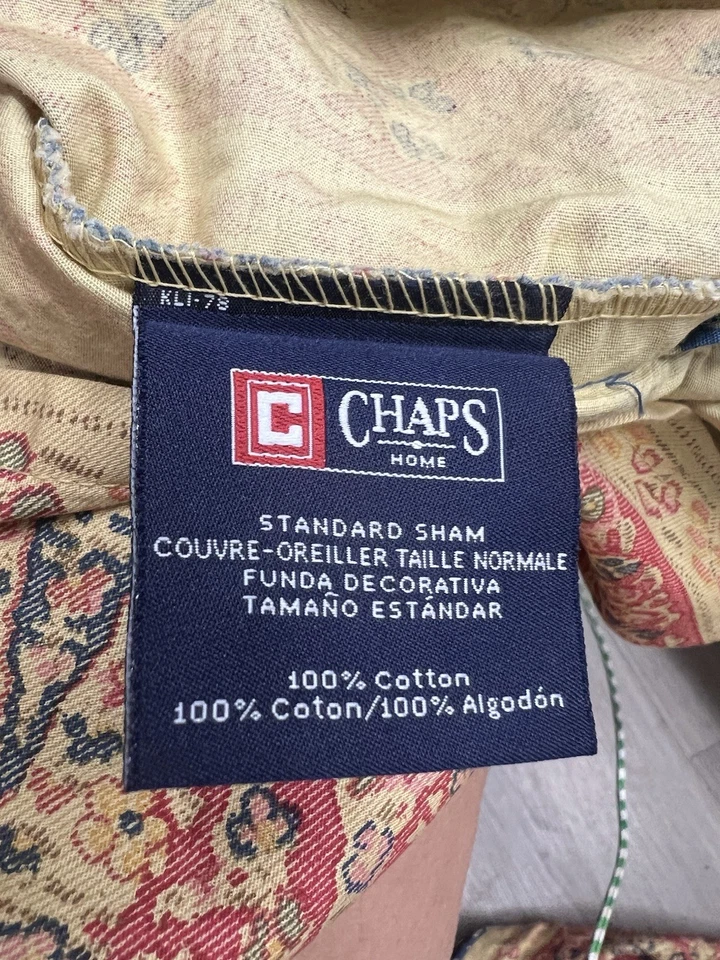 RL Chaps Standard Shams Montauk Paisley Floral Reds Blue Ecru (2) - Image 3 of 4