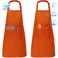 KochschüRze Wasserdicht Verstellbar Mit Taschen Orange 2Er Set FüR Damen Herren