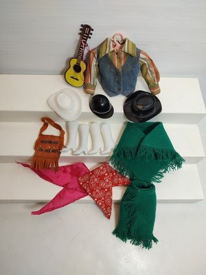 Vtg Western  cowgirl LOT OF 14 Clothing & Accessories For Barbie Doll Hong Kong 
