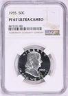 1955 Franklin Half Dollar Proof NGC PF 67 ULTRA CAMEO PR 67 DCAM Frosty Coin 50C