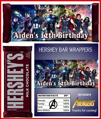 AVENGERS BLACK PANTHER BIRTHDAY PARTY FAVORS CANDY BAR HERSHEY BAR WRAPPERS