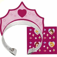 Disney Princess Tiara with Stickers Party Favors 4 Per Package Birthday Supplies