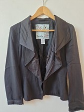 Anthropologie Tabitha Silk Blend Black Smart Blazer Style Jacket Size 10