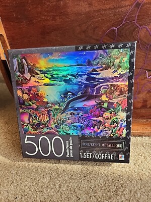 New Sealed | 500 Pcs Milton Bradley Tropical Island Paradise Foil Effect Puzzle