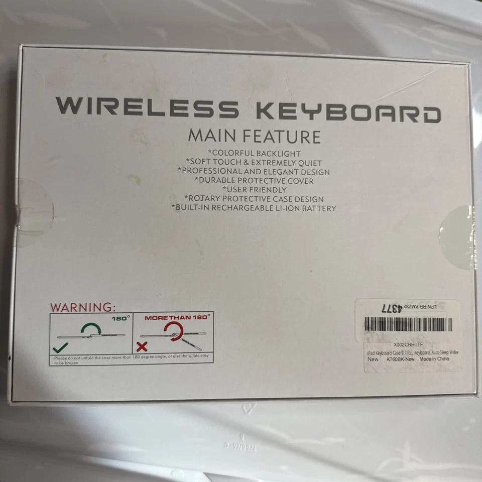 Ipad Keyboard Case 9.7 Auto Sleep Colorful Backlight Wireless Quiet 180 Open - Image 3 of 4