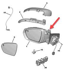 Genuine Peugeot 3008 Passenger Side Power Fold Wing Mirror 2019  