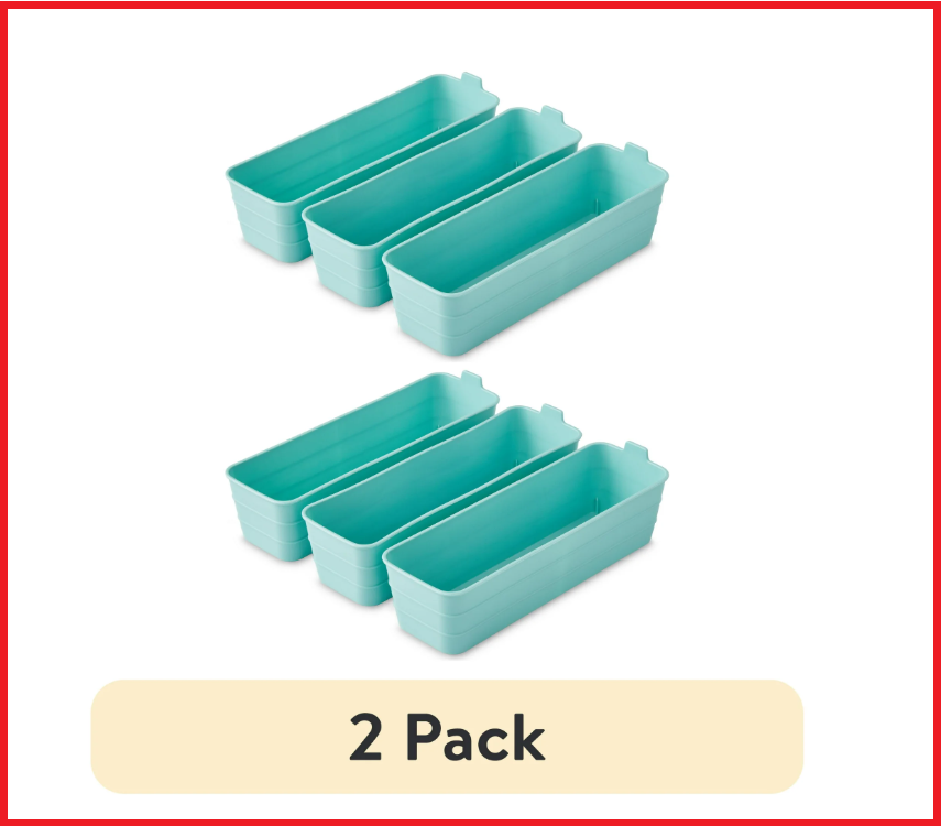 (2pk) Mainstays 3-Tier Green Drawer Organizer 10.4x3.2x2.9 Inches  