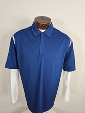 Nike Golf Mens L Blue White Longsleeve Button Polo Shirt Thermal