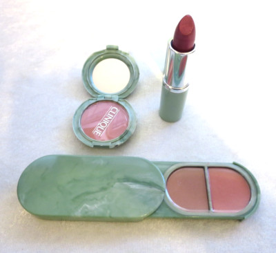 New 3 Clinique items double powder blusher & lipstick & single powder blusher