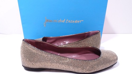 Jean Michel Cazabat Glitter Ballet Flats Size 37 NWT 225 Gold black - Picture 2 of 9