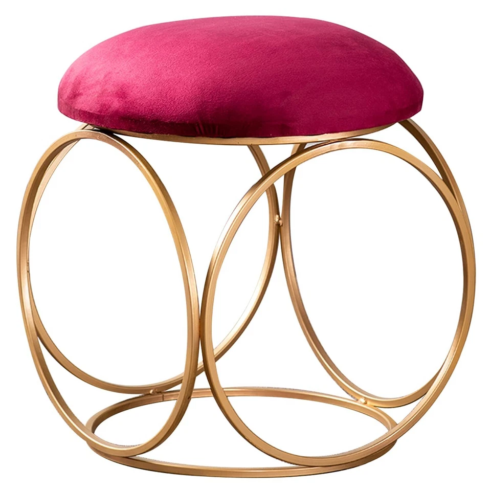 Metallic Ottoman Stool for Bedroom Living Room Pouffes Side Table for Sitting - Image 2 of 4