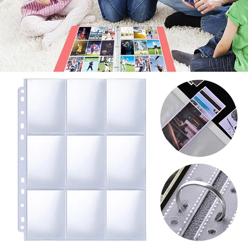 9-Pocket Plastic Binder Card Sleeves for Double-Sided Transparent Trading Card