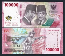100,000 Indonesia New 2022-2025 RUPIAH Circulated Currency 100000 IDR BANK NOTE
