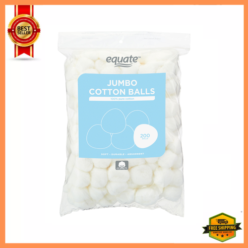 Equate Jumbo Cotton Balls, 100 Pure Cotton, Natural Cotton, 200 Count