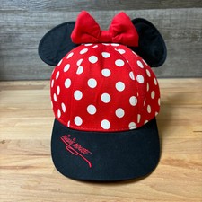 Minnie Mouse Hat Cap Snap Back Youth Red White Bow Ears Polka Dot Disney