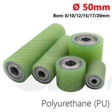 50mm Polyurethane Iron Core Roller Two Bearings PU Guiding Wheel Flat Belt Idler
