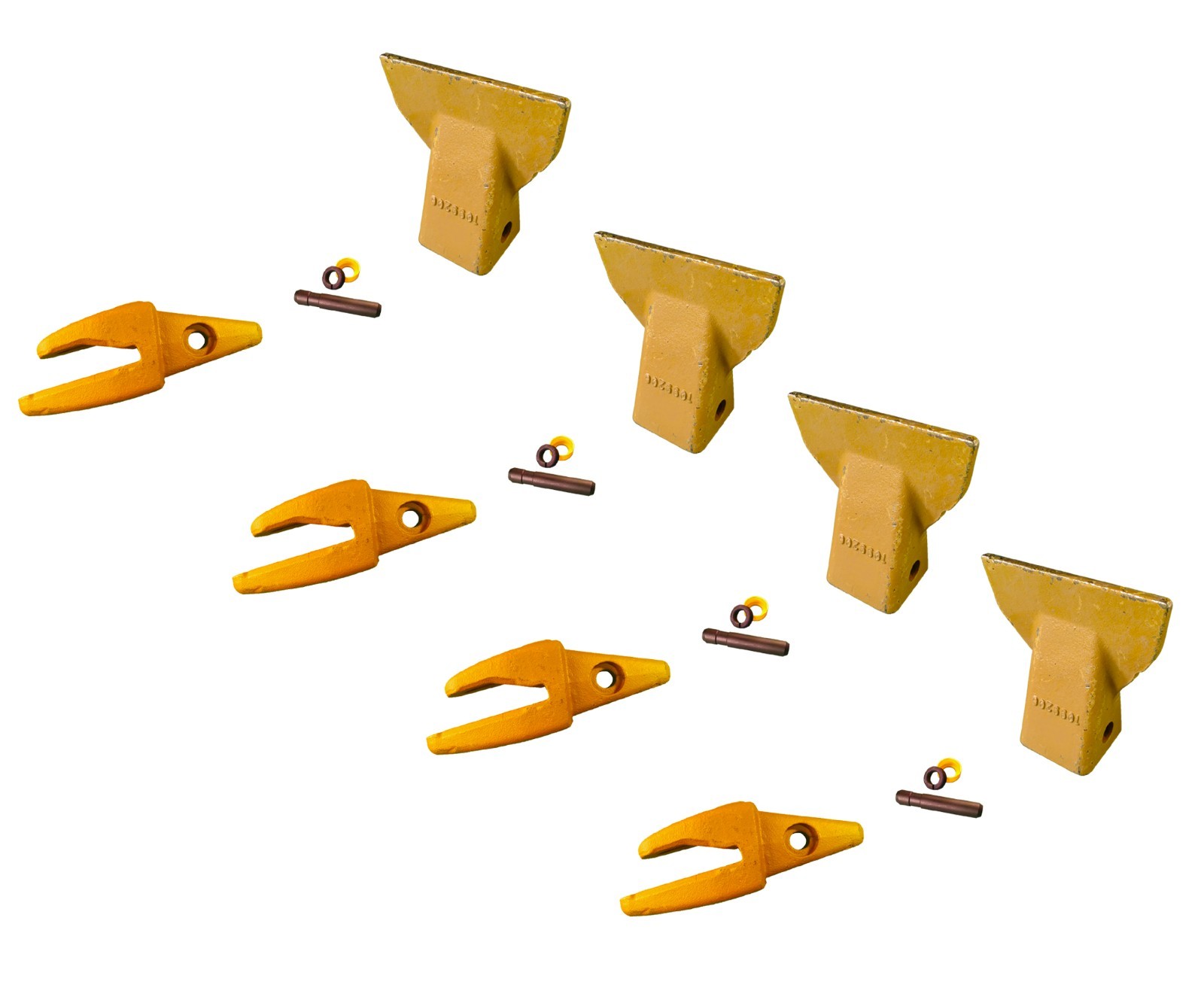 4 Excavator, Backhoe Bucket Shanks Fits 3/4" Lip, Flare Teeth & Pins