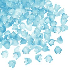 300Pcs 0.3x0.4" Acrylic Frosted Flower Beads Flower Bead Caps, Light Blue