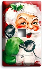 VINTAGE CHRISTMAS SANTA CLAUS ON A PHONE LIGHT SWITCH OUTLET WALL PLATE ROOM ART