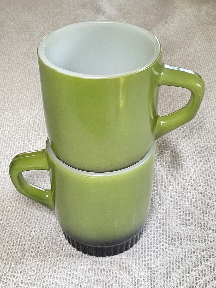 Fire-King COFFEE マグカップ 2個セット 2 Vintage Fire King Stackable Mugs Green & Black Stackable Cup | eBay