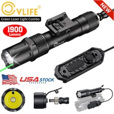 1900 Lumens Green Laser LED Gun Flashlight Combo Rechargeable - Picatinny Rails