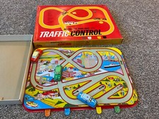 Ohio Art Mechanical Traffic Control Tin Wind up Car Set Game With VTG Box- 611