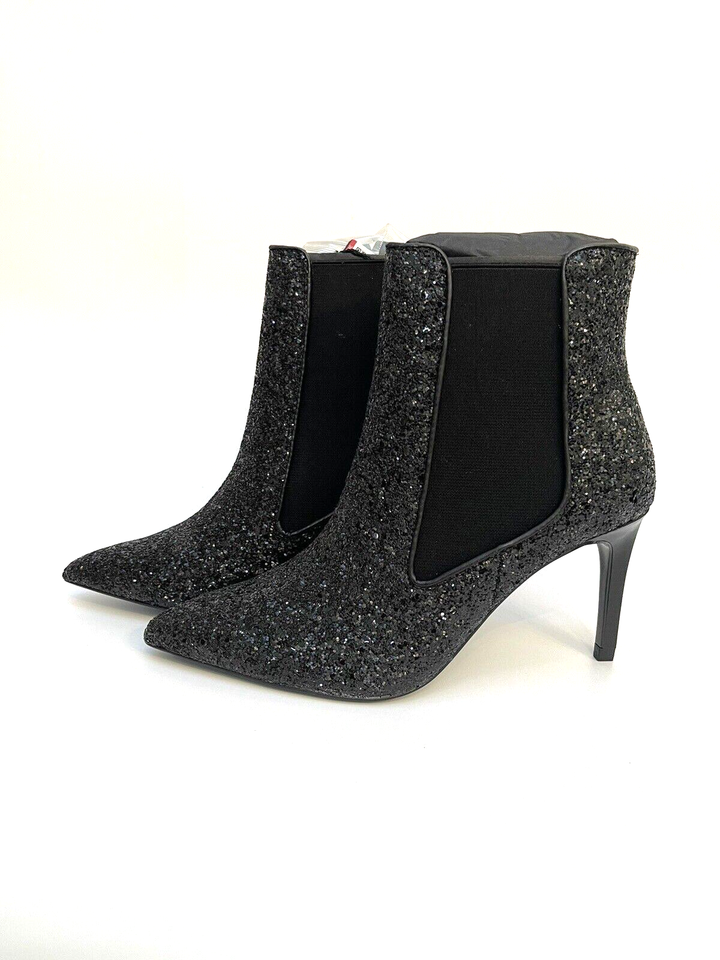 Zara New Black Glitter High Heel Ankle Boots UK3 EUR36 US6 Ref 7130 101
