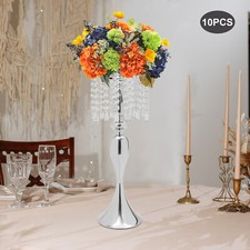 10 Pcs Silver Crystal Flower Stand Wedding Centerpieces for Tables Flower Holder