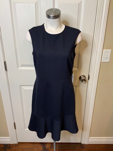Brooks Brothers Red Fleece Navy Blue Sleeveless Flared Shift Dress, Size M