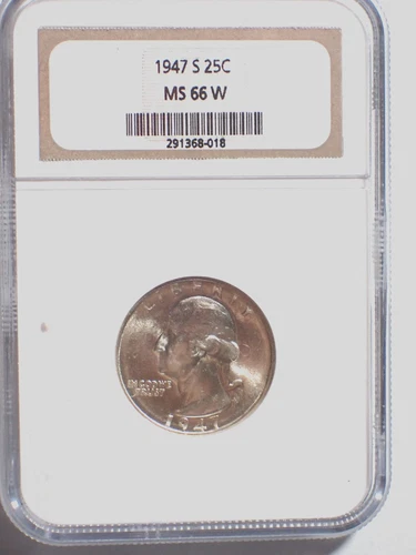 1947-S Washington Quarter - 25c NGC MS66  - Older Holder! WQ26 003