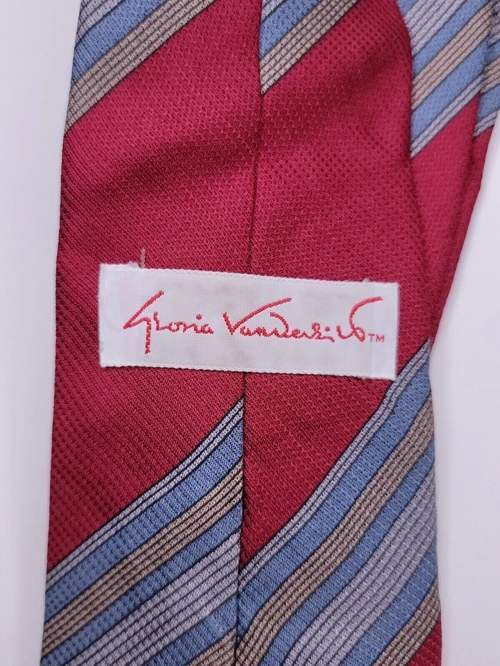 Gloria Vanderbilt Mens Formal Necktie 56"Lx3"W Red/Blue Neck Tie - Image 3 of 4
