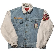 Vintage 90s Looney Tunes Denim Jacket Mens M Warner Bros Embroidered