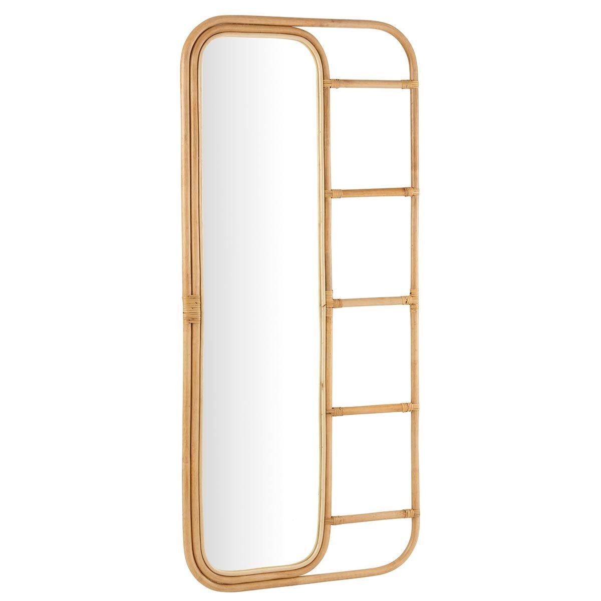 Miroir rotin 180cm Ellen pour agrandir une petite pièce sombre sans percer de mur