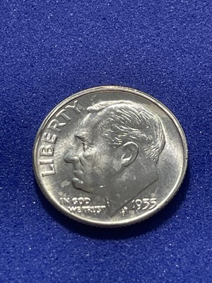 1955-D Silver Roosevelt Dime BU from OBW Roll #062925-2