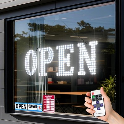 LED Open Signs for Business, 30'' x 10'' Large Bright Flashing Open Sign with ...