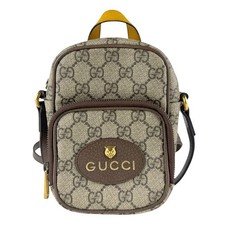 Borsa a tracolla originale Gucci GG Supreme marrone/giallo PVC/pelle - z8483
