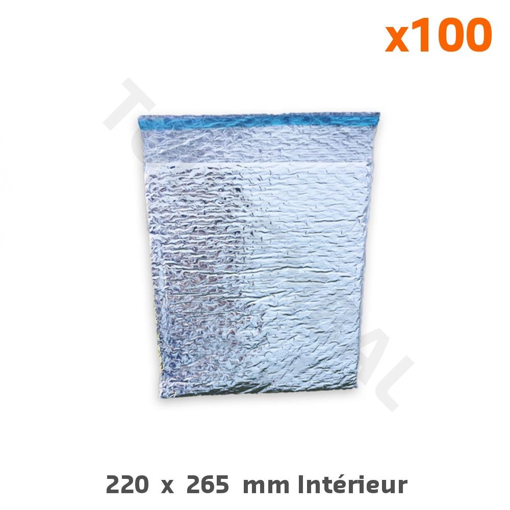 Enveloppe bulle isotherme 220x265 mm argentée pour envoi frais | Lot de 100