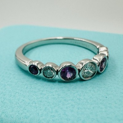 RARE Tiffany & Co. Platinum Jazz Ring with Diamonds and Pink