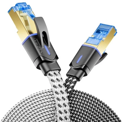 MARKENLOS Patchkabel Flachkabel CAT 8 Netzwerkkabel RJ45 Ethernet LAN Kabel 0,25m - 10m