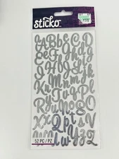 EK Success Sticko Puffy Alphabet Stickers Silver Foil 52 Pc