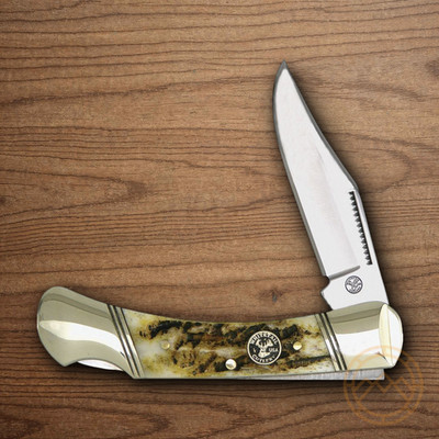 Frost Cutlery Folding Knife 2.5'' Mirror Stainless Steel Blade Stag Bone Handle
