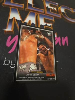 Topps WWE John Cena defeats Randy Orton Hell In A Cell Wrestling Trading Card